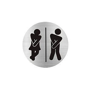 Placa Identificação Redonda - WC Feminino e Masculino - Aluminio