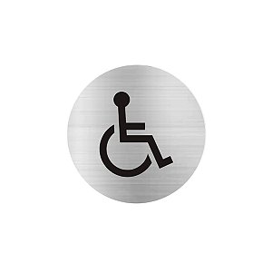 Placa Identificação Redonda - PNE Cadeirante - Aluminio