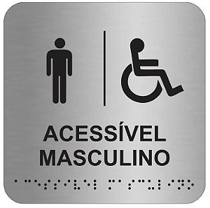 Placa - WC Acessível Masculino Aluminio Braille - ABNT NBR 9050