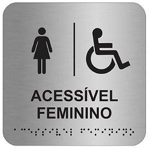 Placa - WC Acessível Feminino Aluminio Braille - ABNT NBR 9050