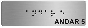 Placa - Andar 5 - Aluminio Braille - ABNT NBR 9050