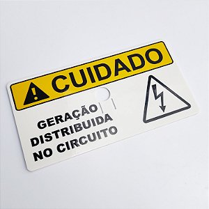 Placa - Cuidado - Risco de choque eletrico - Geração propria ENEL FIBRA