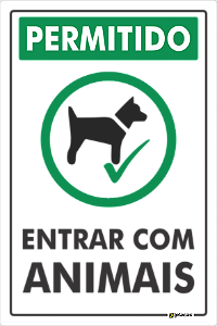 Placa Aviso Permitido Entrar com Animais