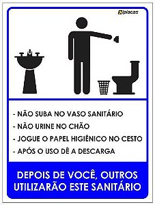 Placa Aviso - Não Jogue Papel no Vaso Sanitário - Iplacas Sinalização