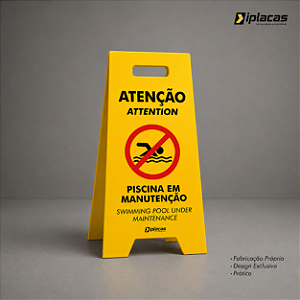 Placa tipo Cavalete em PS - Piscina em Manutenção