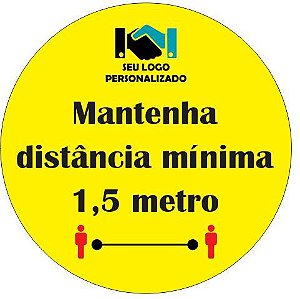 Adesivo - Mantenha Distância de 1,5m - Redondo 30cm - COVID-19