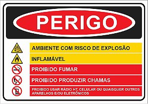 Placa - PERIGO - Risco - Proibido Chamas