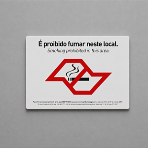 Placa Proibido Fumar - Lei Estadual SP - 30x20cm