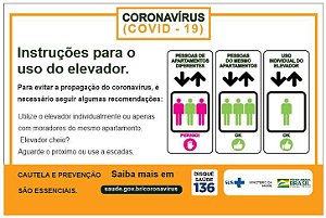 Placa instruções para uso de elevador - COVID-19