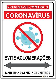 Placa - Previna-se Contra o Coronavírus - Evite Aglomerações
