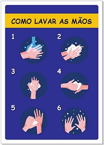 Placa - Como lavar as mãos Kids