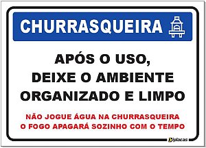 Placa de Sinalização Aviso Não Jogue Água Dentro da Churrasqueira