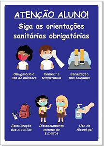 Placa - Atenção Alunos Orientações Sanitárias