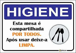 Placa - Higiene Mesa Compartilhada