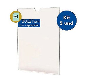 Kit DIsplay Porta Folha A4 em acrílico com 5Und