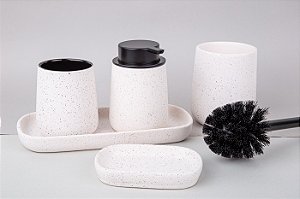 Conjunto Banheiro de Cerâmica | Areia Branca - 5 Peças