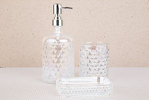 Conjunto para Banheiro em Vidro | Transparente Furtacor - 3 Peças