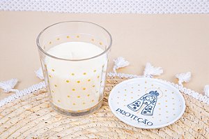 Vela Aromática com Pratinho Proteção | Chá Branco e Lavandim - 130 gr.