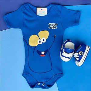 Kit Body Bebê Ratinho Castelo Rá-Tim-Bum e Tênis Azul