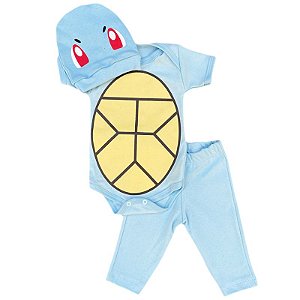 Conjunto Bebê Body e Calça Pokemon Squirtle com Touquinha