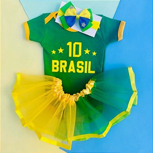 Body Bebê Luxo Futebol Copa do Mundo Camisa 10 Brasil