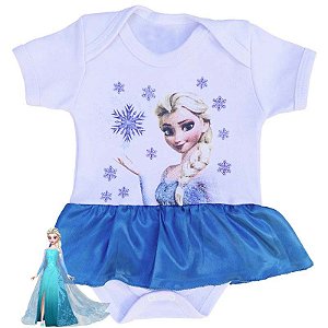 Body Vestido Bebê Elsa Frozen