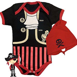 Kit Body Bebê Pirata com Bandana