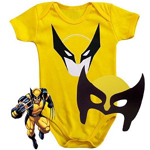 Kit Body Bebê Wolverine com Máscara