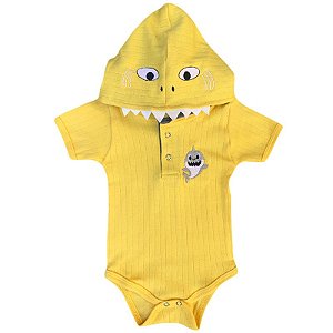 Body Bebê com Capuz Baby Shark Amarelo