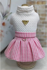 Saia Delicate Pied Rosa/ Blusa Branca