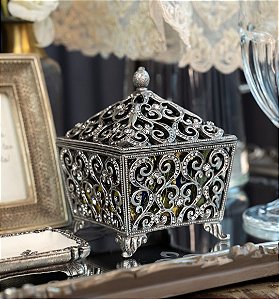 Caixa a de  Metal / Porta Vela Prateado - Manu Fisch 11,5 x 0,8 x 8,0cm
