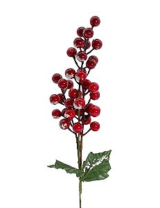 Galho Decorativo de Arame e Plástico de Natal Amora Pick Flocad 28cm