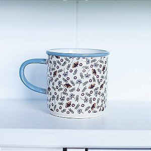 Caneca Floral de Cerâmica Rosa  10 x 7cm