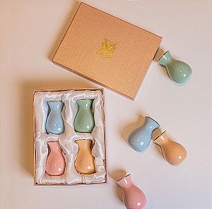 Kit Mini Vaso de Mesa Maria de Porcelana Colorido 7 x 5cm