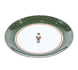 6 Prato Sobremesa de Cerâmica Quebra Nozes Verde 19cm