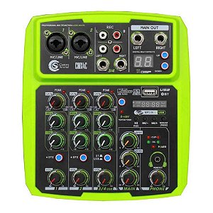 Mesa de Som Custom Sound CMX4C 4 Canais USB/BLUETOOTH Verde