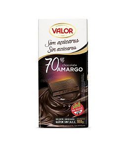 Chocolate amargo 70% cacau sem açúcar VALOR 100g