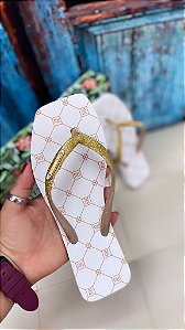 Chinelo Rafitthy Branco/Dourado - FORMA PEQUENA