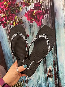 Chinelo Rafitthy Miçanga Preto - FORMA PEQUENA