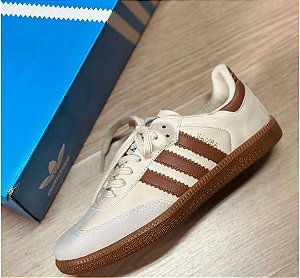 Tênis Samba Casual Branco/Marrom