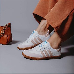 Tênis Samba Casual Branco/Rosa