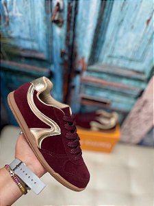 Tênis Beira Rio Casual Vinho/Dourado