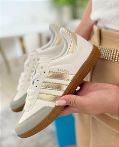 Tênis Samba Casual Branco/Dourado