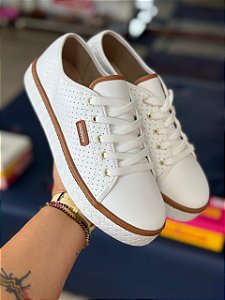 Tênis Moleca Casual Branco/Marrom