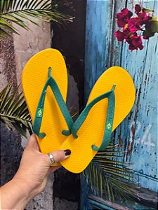Chinelo Ipanema Feminino Verde/Amarelo