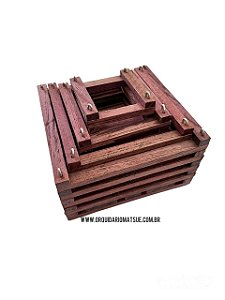 kit 4 cachepo quadrado - madeira roxinho