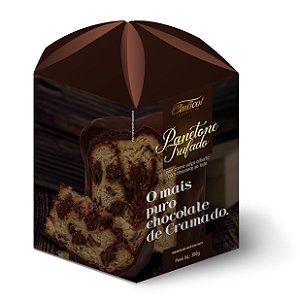 Panetone trufado com creme suiço coberto com chocolate ao leite 390g