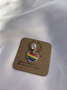 Berloque de Prata Coração Rainbow