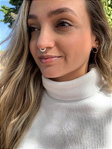 Piercing Torção em Prata Mandala Cravejada 2 Fileiras de Zircônias