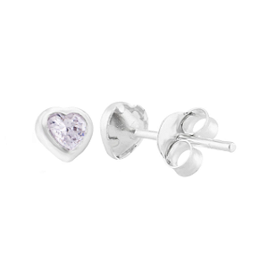 Brinco de coração zircônia cristal 5mm Prata 925